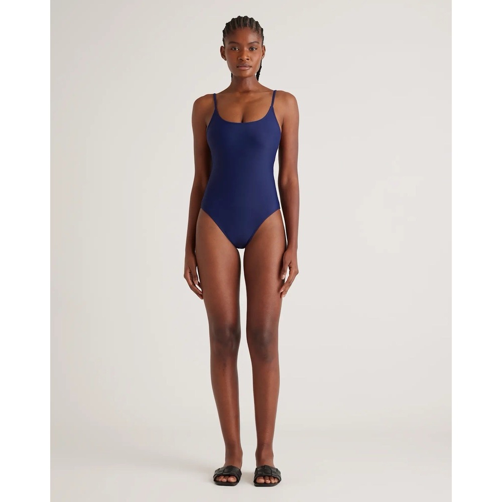 New Quince Blue Italian Cami One Piece Swimsuit Size Large
